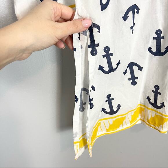Barbara Gerwit Tunic Top Beach Cover Up Women’s size XS White Navy Blue Anchors - Picture 3 of 8